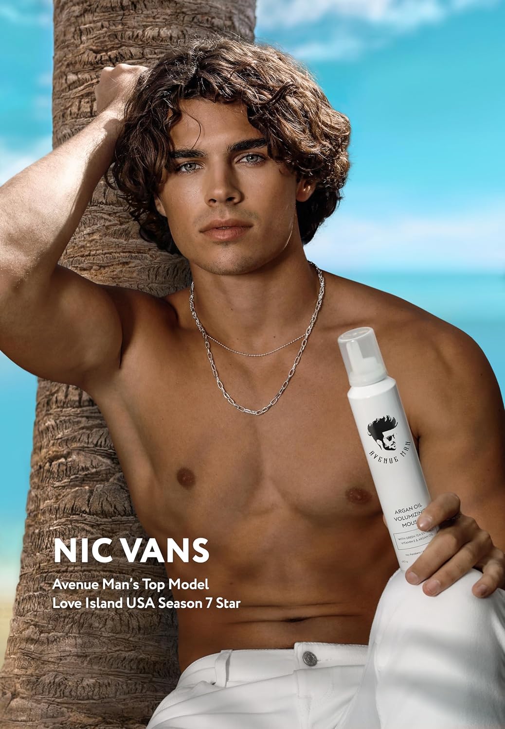 Avenue Man Argan Oil Mousse - Thickening & Volumizing Mousse for Men - Strong Hold, Frizz Control & Humidity Resistance - Herbal-Infused Mens Hair Foam - Long-Lasting Hair Mousse for Men (6.0 oz)