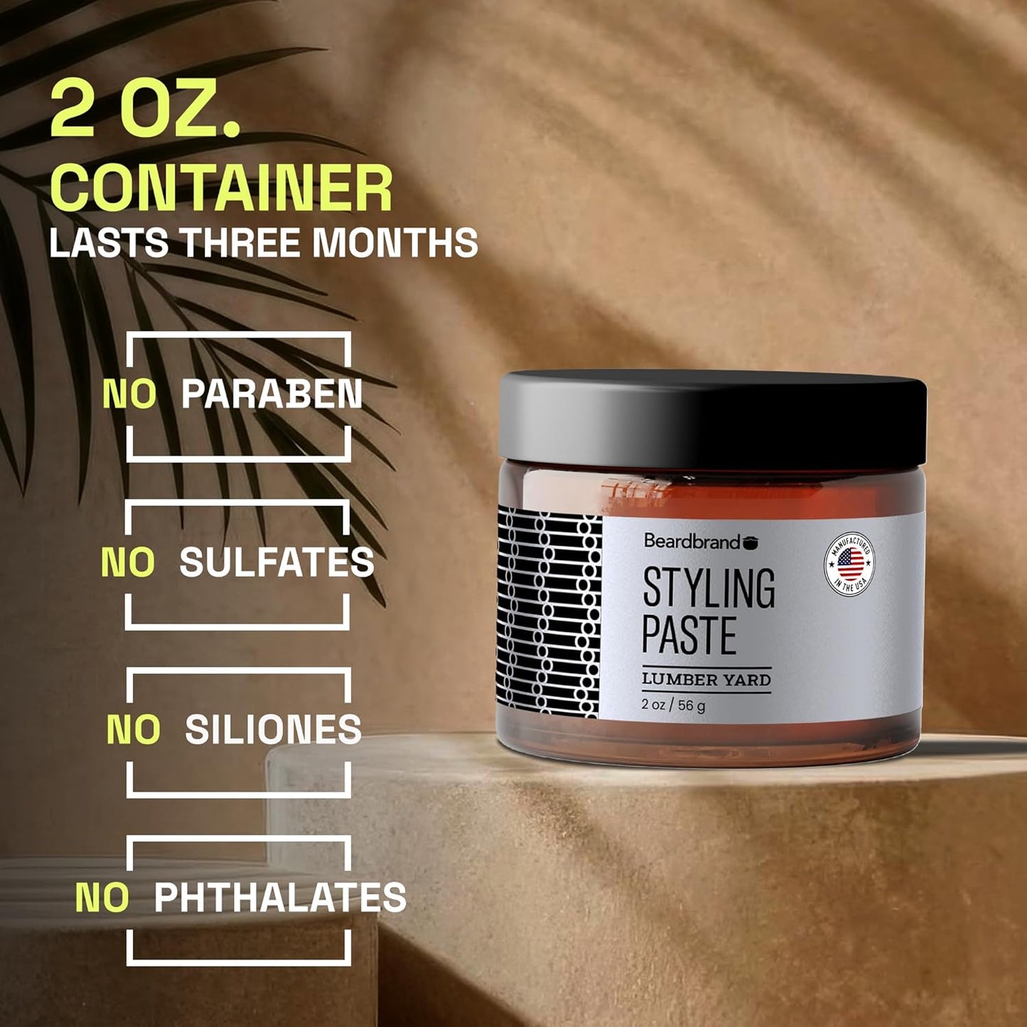 Beardbrand Beard Styling Paste - Medium Hold and Natural Look Hair Paste for Men | Versatile Hair Styling Cream - Sandalwood & Cedar Scent - 56 grams