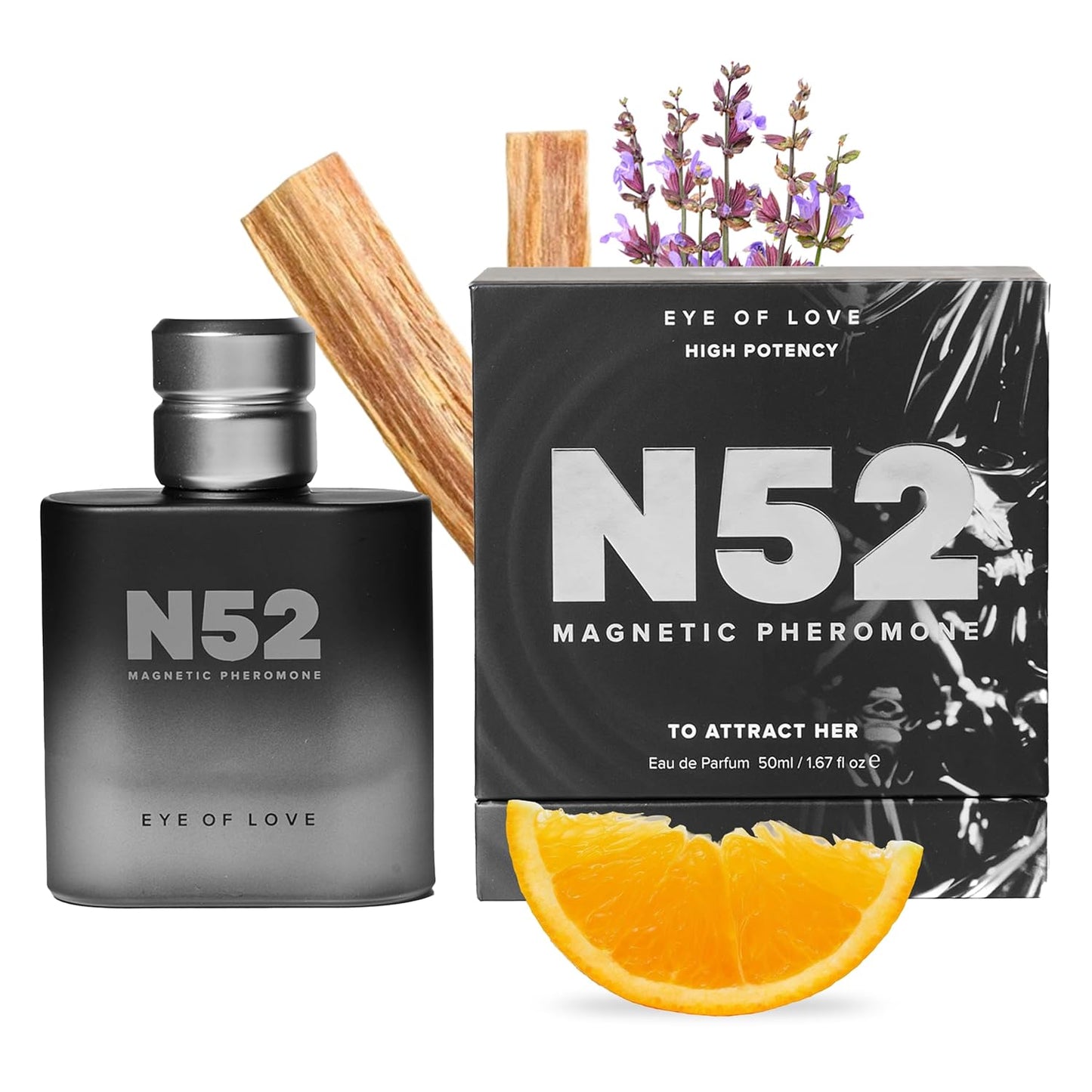 Eye of Love N52 Magnetic Pheromone Cologne for Men - Citrus Lavender Scent with Amber & Cedarwood - High Concentration Parfum Fragrances for Confidence & Presence - 50ml/1.6fl oz Pheromone Perfume