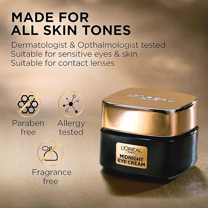 L'Oreal Paris Age Perfect Cell Renewal Midnight Eye Cream, Antioxidant-Rich Under Eye Cream to Treat 8 Signs of Aging, Includes Night Cream Sample