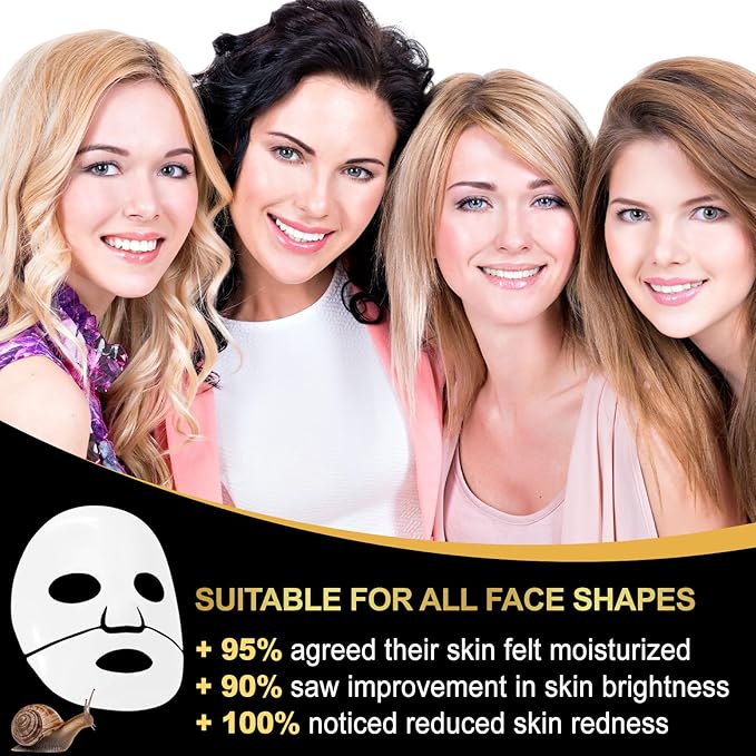 Advanced Snail Mucin Glass Glow Hydrogel Face Mask,Snail Mucin Serum Masks,Hydrating Collagen Face Masks Anti Wrinkle Deep Moisturizing Snail Mucin Masks Anti Aging for All Skin Types