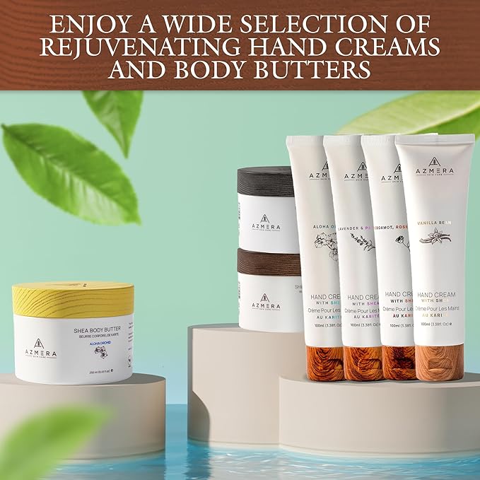 AZMERA Shea Body Butter - Organic Body Butter for Women & Men Dry Skin Rich in Antioxidants & Vitamin E - Vegan Shea Butter Moisturizer, Raw Shea Butter from Africa (Aloha Orchid, 250ml)