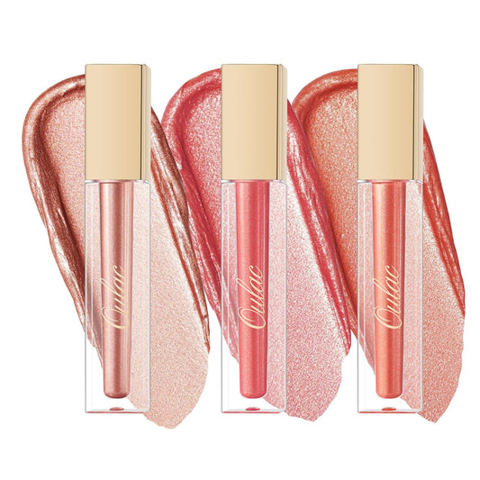 Oulac Metallic Shine Liquid Lipstick Set for Women, Dual Use for Lips & Eyeshadow, Long Lasting Lip Gloss, Metallic Matte High Impact Lip Color No Transfer Vegan Formula, 4.5ml, MD03+05+06