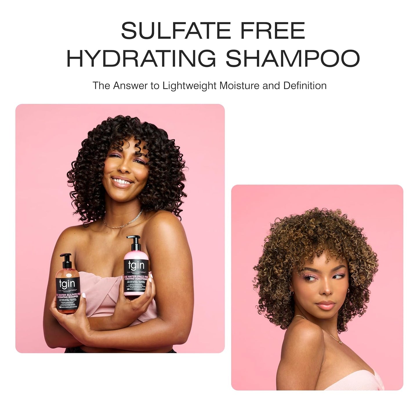 Thank God It's Natural tgin Rose Water Sulfate-Free Hydrating Shampoo for Curly, Coily and Wavy Hair, with Rose Water and Acai Berry, Moisturizes Low Porosity Hair, 13 oz