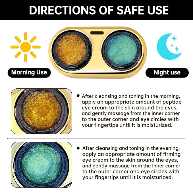 AOAO Luxury Day & Night Eye Cream Gift Set – Anti-Aging & Firming Eye Cream with Peptides, Niacinamide, Caffeine & Hyaluronic Acid for Dark Circles, Wrinkles, Puffiness – 15ml/0.507fl.oz