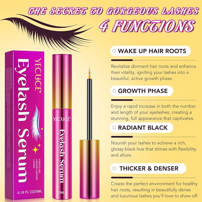 Organic Castor Oil Fuller & Longer Looking Eyelashes, Nourishing & Conditioning Formula, Eyelash Serum To Grow Lashes, Lash Boost Serum, 5ml