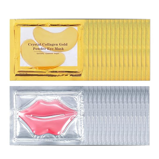 30 PCS Lip Mask Under Eye Mask 24K Gold Eye Mask,Moisturizing Nourishing Lip Mask for Dry Lips,Eye Patches for Puffy Eyes Dark Circles