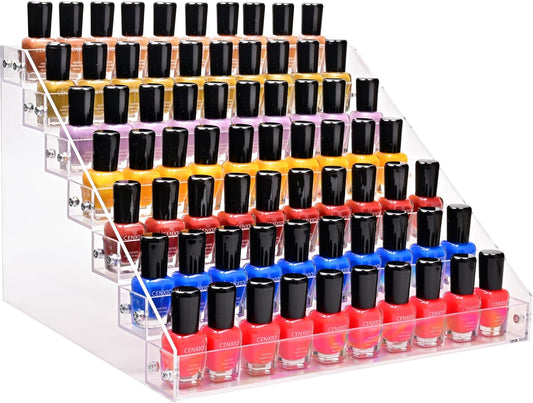 Kingtaily 7 Tiers Layers Organizer Rack Stand Holder Large Capacity Acrylic Clear for Nails Polish Essential Oil Lipstick and Sunglasses