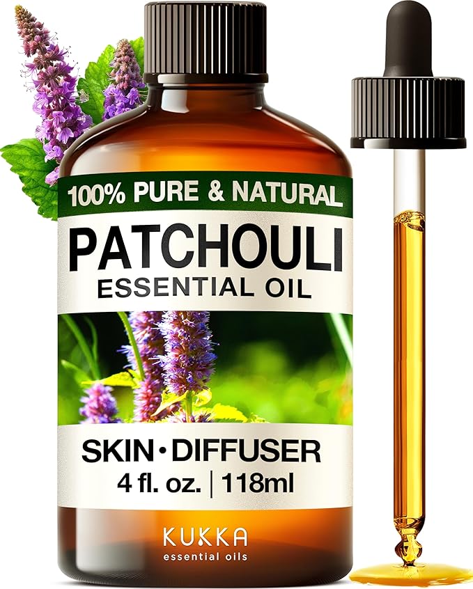 KUKKA essential oils 100% Pure & Natural Patchouli Essential Oil for Skin, Diffuser & Soap Making DIY(4 Fl Oz/118 ml)