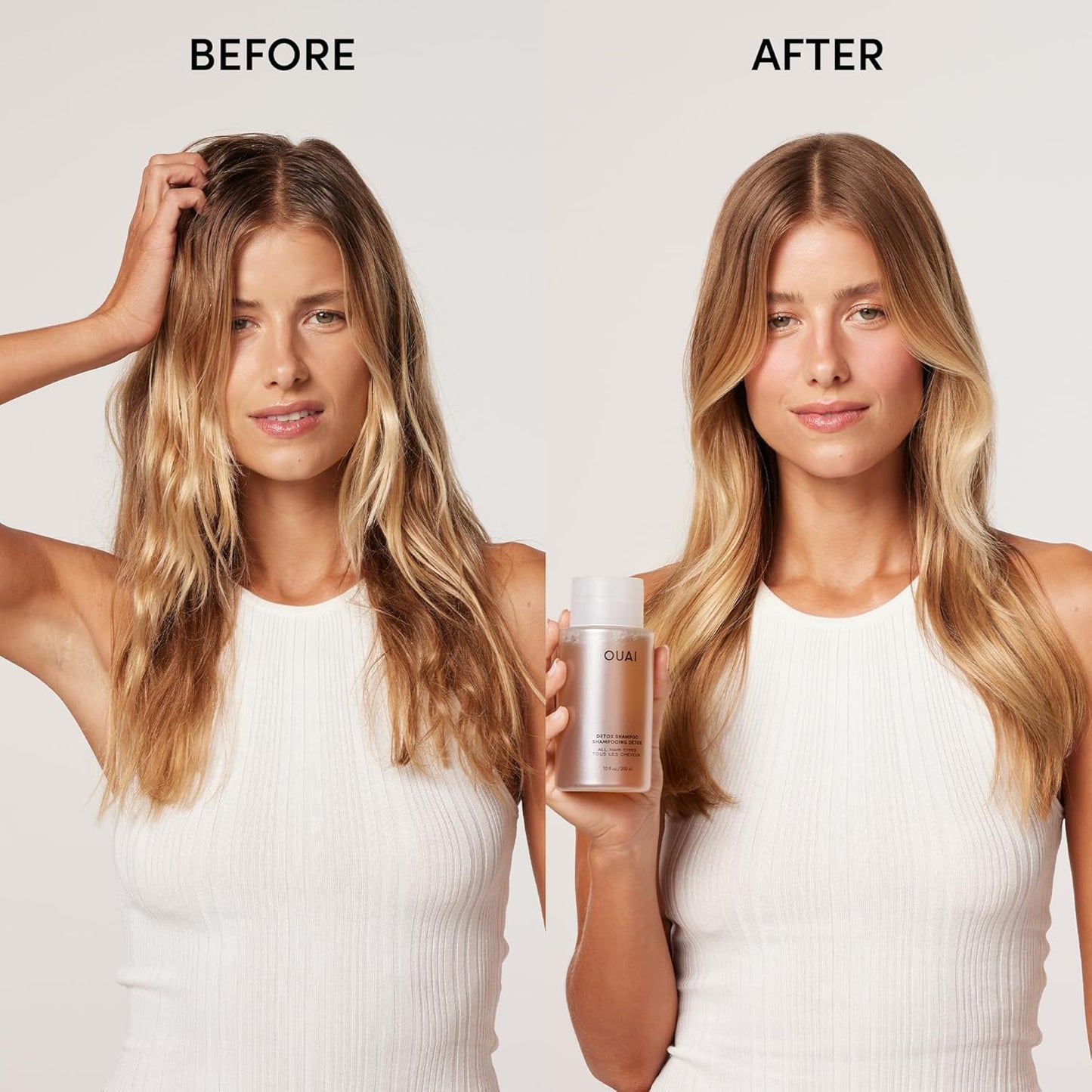 OUAI Detox Shampoo (10 fl oz) & Anti-Dandruff Deluxe Size (1 fl oz) Bundle - Soothing, Clarifying Shampoo Set for Dry, Flaky Scalp - Removes Dirt & Build Up (2 Count)