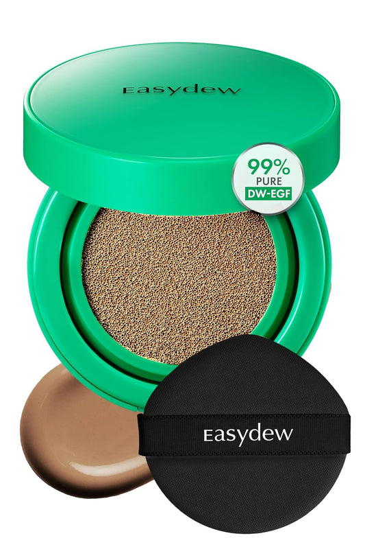 Easydew Mela B Toning Ampoule Cushion - 2-in-1 Korean Skin Care & Face Beauty Makeup - Age-Defying Full Coverage Cushion Foundation with Niacinamide & Hyaluron-Vital C 0.45 oz (#33 Almond)