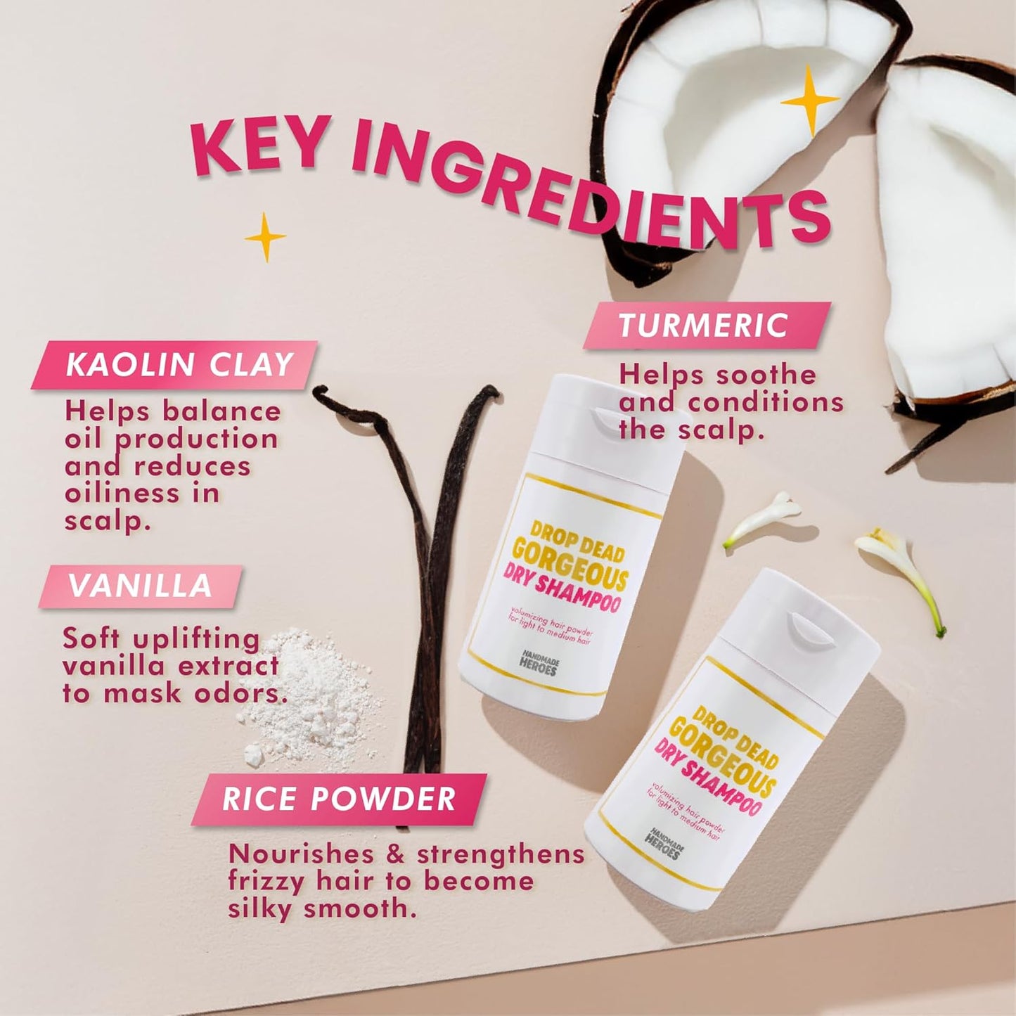 Handmade Heroes Non Aerosol Dry Shampoo Volume Powder | 1.8oz | 100% Natural & Vegan | For Light Hair & Blonde Hair