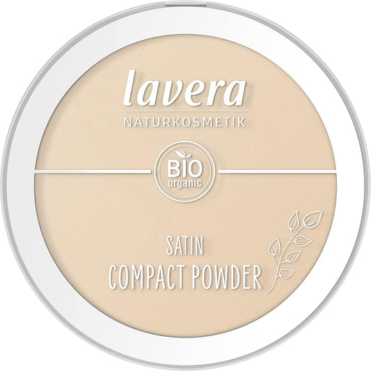 lavera Satin Compact Powder -Medium 02- nude - Almond Oil & Rice Powder - Vegan - Mattifying - Long-Lasting - Velvety Texture 0.32 Fl Oz