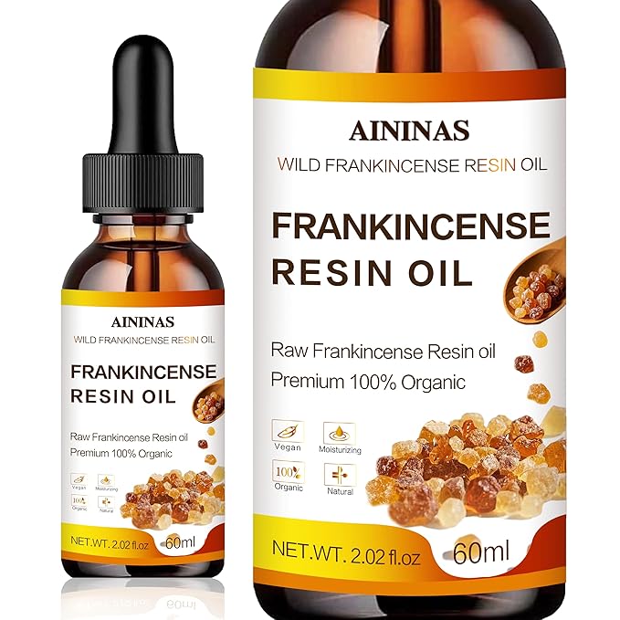 AININAS Organic Frankincense Resin Facial Oil - Reduces Fine Lines & Wrinkles, Soothes & Repairs Skin, Deep Hydration for Face & Body - 2 Fl Oz - Natural Anti-Aging Serum for Women & Men