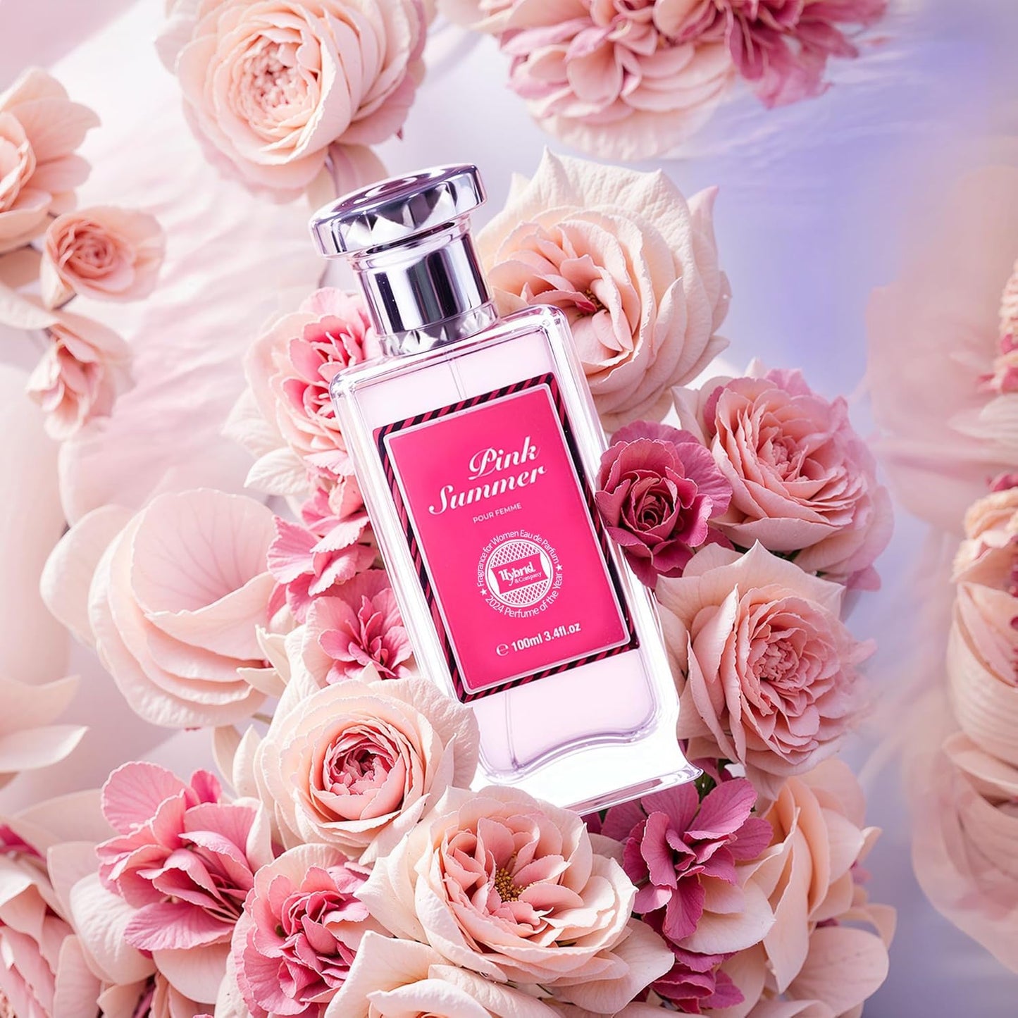 Hybrid & Company Women Pink Summer Pour Femme Eau De Parfum Vaporisateur Natural Spray 3.4 Fl Oz