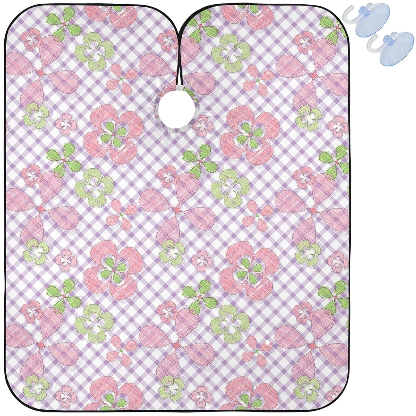 visesunny Barber Cape Abstract Floral Gingham Polyester Hair Cutting Salon Cape Apron Anti-Static Haircut Water-Resistant Shaving Cloth Beard Shaving Bib Hairdressing Cape