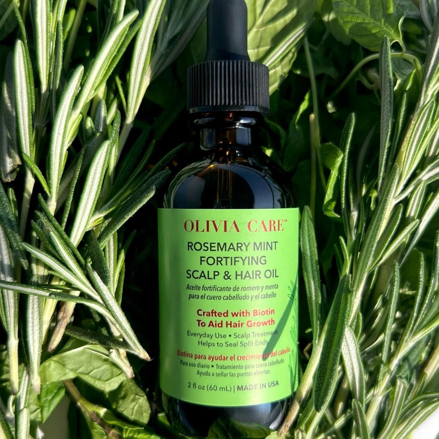 OLIVIA CARE Rosemary Oil for Hair Growth - Rosemary Oil & Mint Oil with Biotin, Fortifying Scalp and Hair Treatment to Aid Hair Growth, Made in USA.