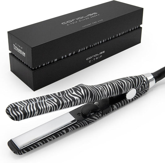 CORIOLISS C Trip Mini | Hair Straighteners for Women | Titanium| Flat Iron | Professional with Temperature Control (Zebra Silver)