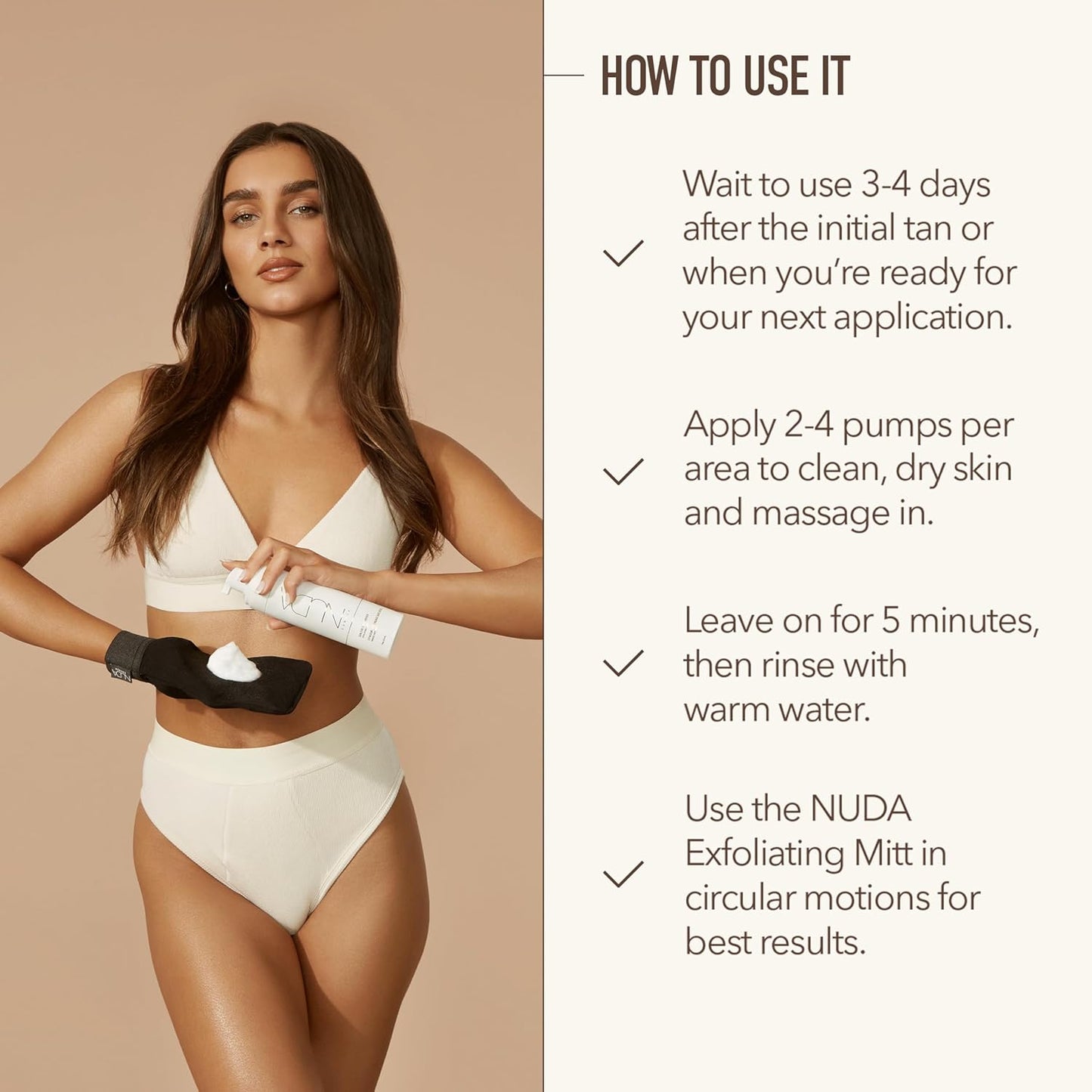 Nuda Sunless Tan Remover | Gentle & Non-Abrasive Mousse | Vegan Self Tanner Remover with Vitamins A, C, & E and Aloe Vera, White Tea, & Lemon | Fake Tan Remover for Women, (190mL)