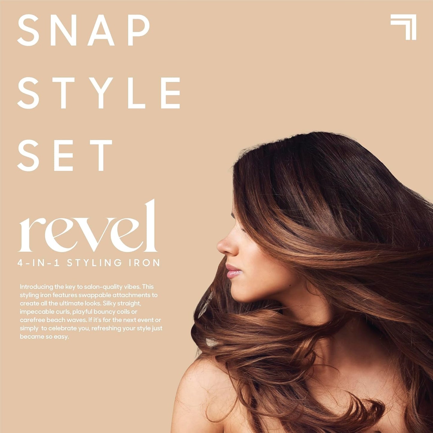 Sharper Image® Revel 4-In-1 Styling Iron |4 Attachments| Multi-Styler 1" Curling Wand, Wave Styler, Flat Iron| Adjustable Heat| Ceramic Tourmaline Technology|Hair Straightener & Curler| Gift for Women