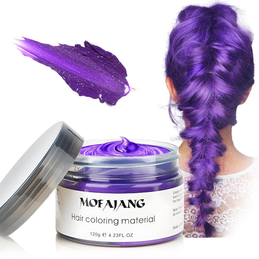 Purple Temporary Hair Dye Wax Natural Instant Hair Color Wax Pomades 4.23 oz,Hair Styling Clay for Party, Cosplay, Halloween,Christmas