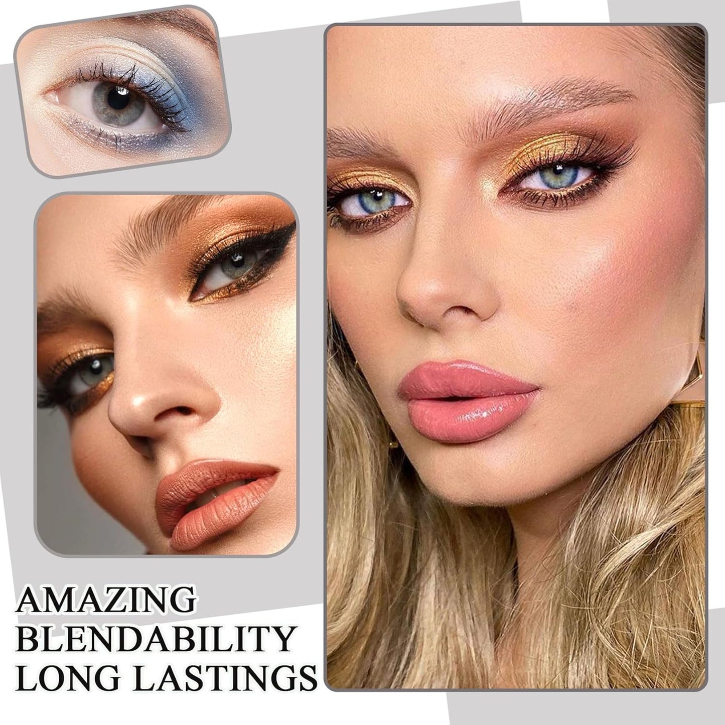 Black Grey Smoky Eyeshadow Palette,15 Colors Matte Shimmer Pigmented Eye Shadow Makeup Palette Set with 3 Eyeshadow Brushes,Glitter Eyeshadow Makeup Palette for Daily Halloween Goth Makeup(H)