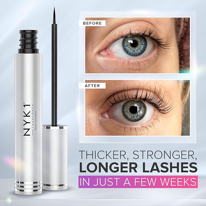 NYK1 CONCENTRATED Lash Serum For Eyelash Growth (XL - 8ml) LashForce Eyelash Serum To Grow Lashes Longer And Thicker - Eye Lash Enhancing Formula With Easy Application And Long Lasting Results