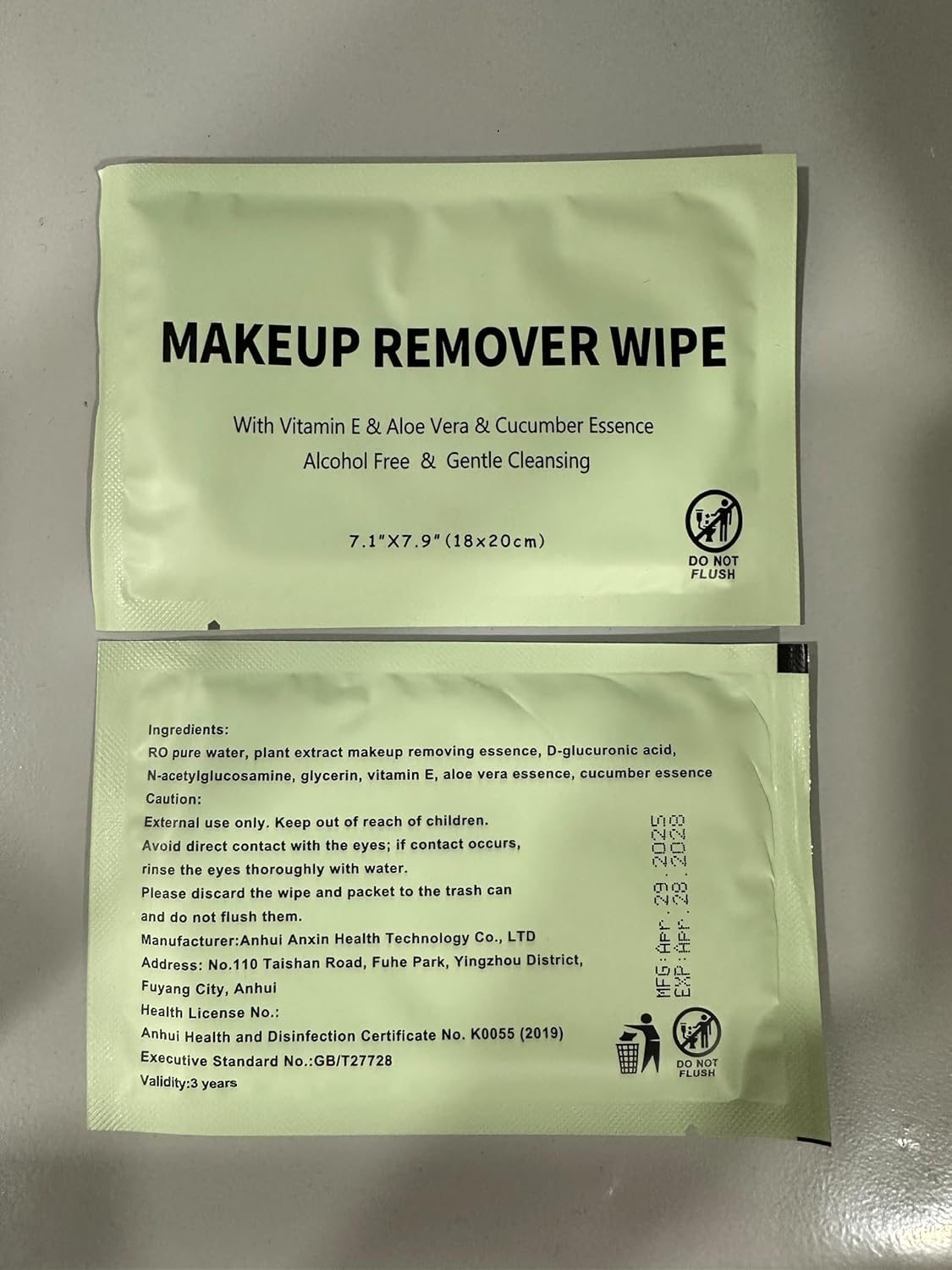 Makeup Remover Wipes Individually Wrapped, 60 Pcs Facial Cleansing Towelette Travel Size, Alcohol-Free, Gentle for Removing Makeup, Oil, Dirt