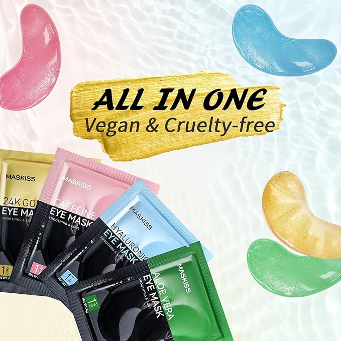 Under Eye Patches (8 Pairs), Hyaluronic Acid Eye Masks for Dark Circles Puffy Eyes Undereye Bags, Collagen Eye Patches for Wrinkles and Hydrate, Skin Care Gift for Her