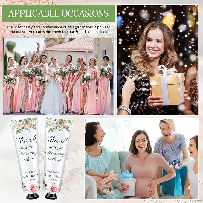 24 Pcs Bridal Shower Wedding Gifts Bulk Body Lotion Body Care Cream Moisturizing Small Travel Lotion for Women Dry Skin Natural Fragrance for Bridesmaid Guest Gift