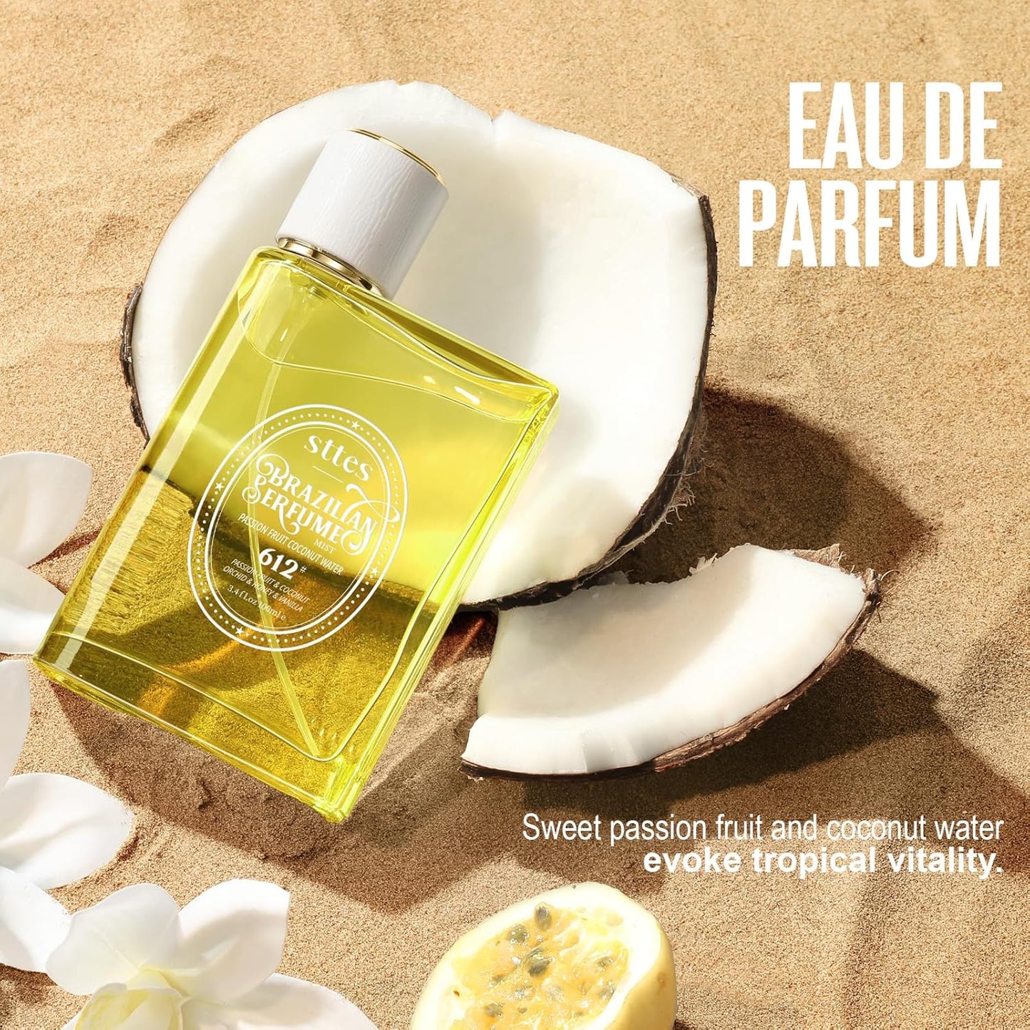 Sttes Perfume 612#（PASSION FRUIT COCONUT WATER） - Eau De Perfume 100ml (3.4fl Oz) Flower Fruit Gourmet tune (PASSION FRUIT +COCONUT +vanilla)