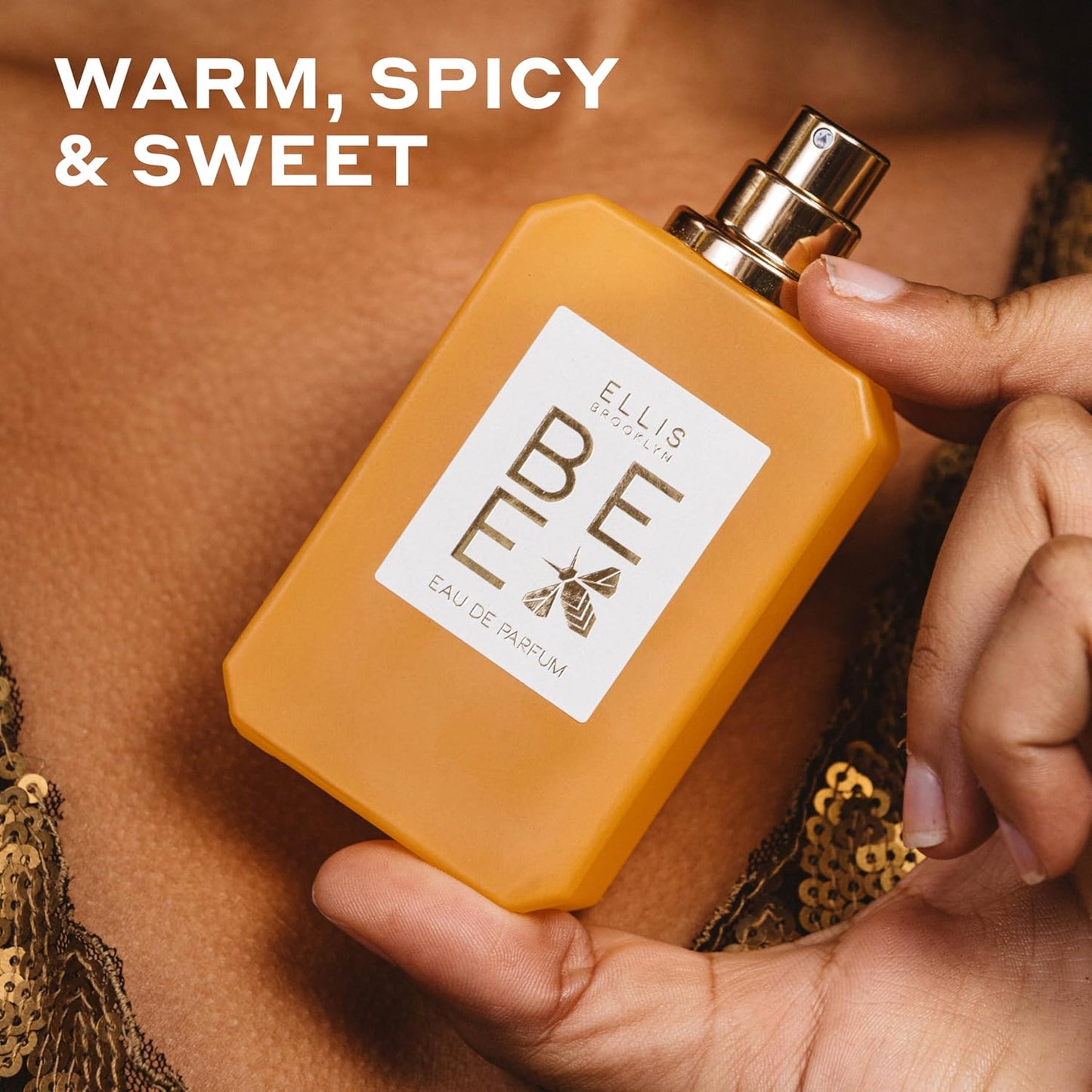 Ellis Brooklyn BEE Eau de Parfum, Honey Vanilla Perfume for Women, Warm & Spicy Scent with Sandalwood, Cocoa, and Dark Rum – Clean, Gourmand Fragrance, Paraben & Phthalate Free,100ml / 3.4 Fl Oz