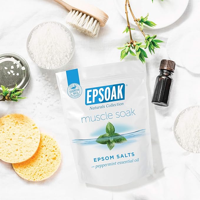 Epsoak Muscle Soak 4 lbs. - Speed Muscle Recovery, Soothe Aching Muscles, and Reduce Inflammation with Epsom Salt & Premium Eucalyptus & Peppermint Essential Oils (Qty 2 x 2 lb. Bags)