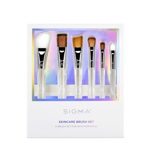 Sigma Beauty Skincare Brush Set – Skincare Brushes for Applying Skincare Products to Face and Skin, Includes 6 Skincare Tools for Masks, Creams, Gels, and Serums (6 Pcs)