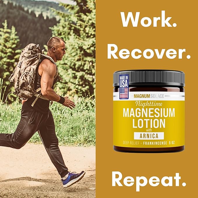 Nighttime Magnesium Lotion with Arnica – Soothing Relief & Relaxation, Highly Concentrated Magnesium for Muscles & Joints – Apply to Legs or Feet Before Bed – Skin-Friendly