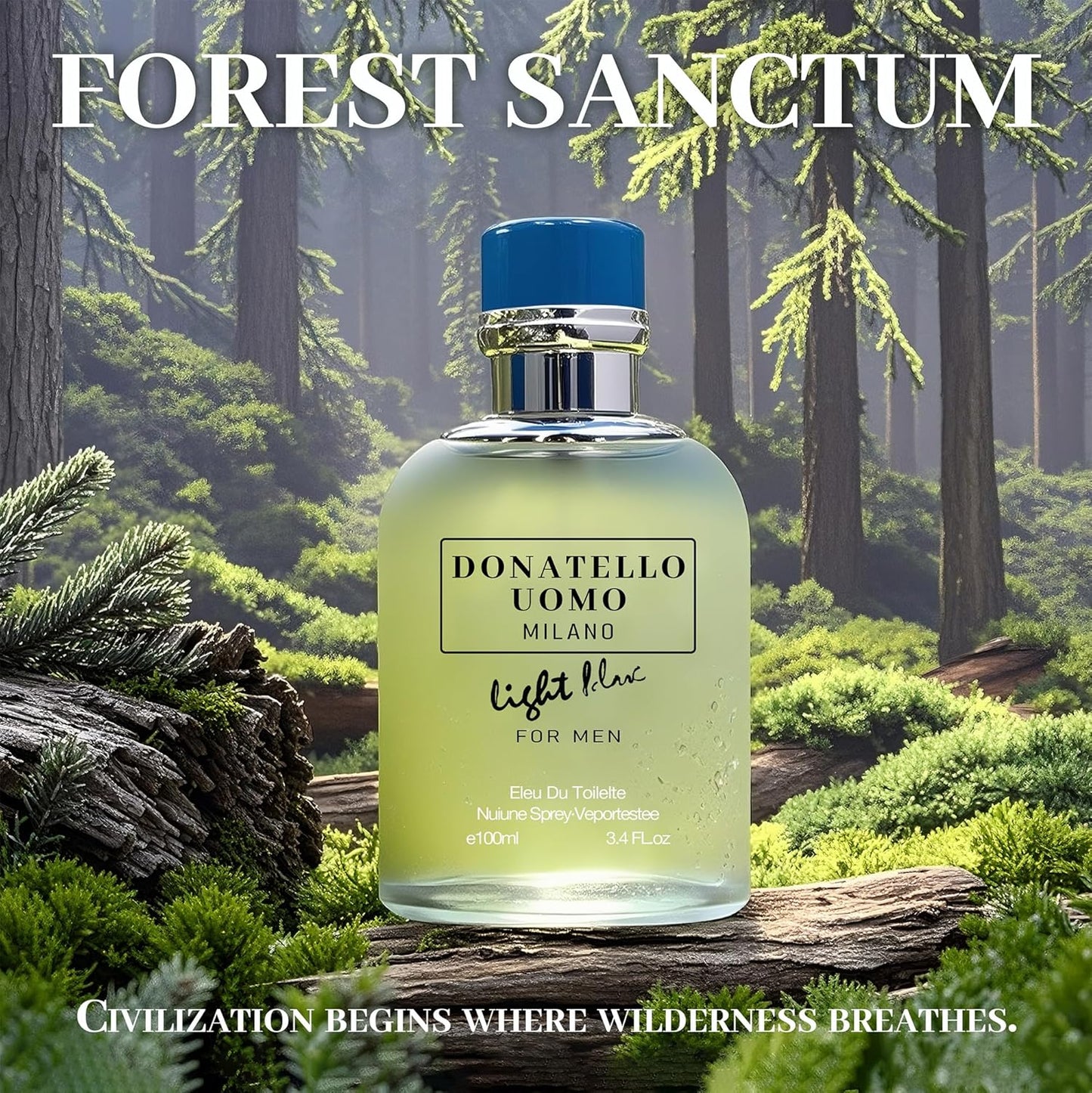 3Pack Men Colognes Combo Set Donatello Uomo&Blue Ocean&Donatello Light Blue 3.4 Fl Oz Each Eau De Parfume Spray with Woody Floral & Fruity Scent Perfume Gift Set Day to Night Use Fragrances