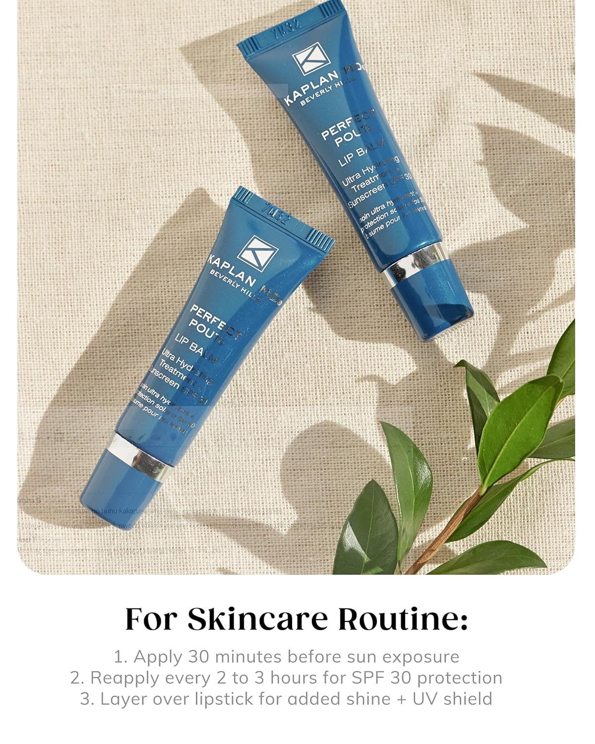 KAPLAN MD Perfect Pout SPF Lip Balm - Ultra Hydrating Lip Treatment for Dry, Chapped Lips - Sunscreen SPF 30 - Smooths Fine Lines - Glossy Finish - Non-Sticky Texture - Rose Blush