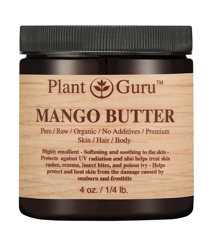 Raw Mango Butter 4 oz 100% Pure Natural Cold Pressed. Skin Body and Hair Moisturizer, DIY Creams, Balms, Lotions, Soaps.