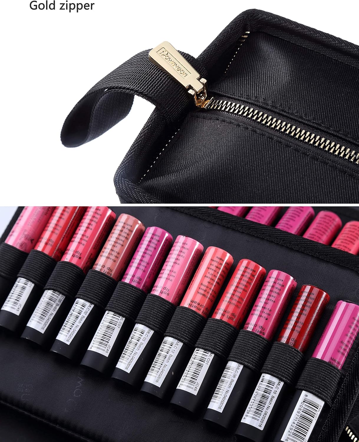 ROWNYEON Lipstick Organizer Case Lipstick Holder Portable Lipstick Bag Travel Makeup Bag Cosmetic Case Large Capacity Lipstick Carrying Case Makeup Artist Lip Gloss Storage Bag