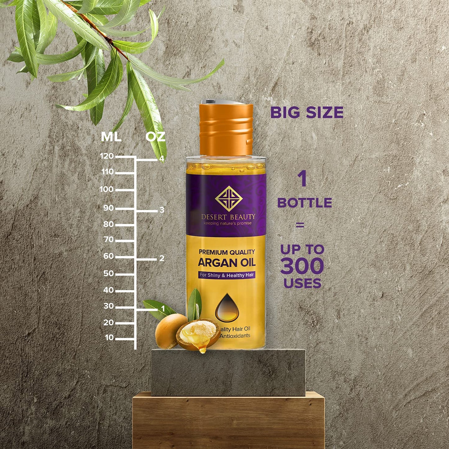 Argan Oil, 4 oz, Hair Oil Treatment for Dry Damaged Hair, Leave-in Conditioner, Hydrating, Strengthens, Natural, Cruelty Free