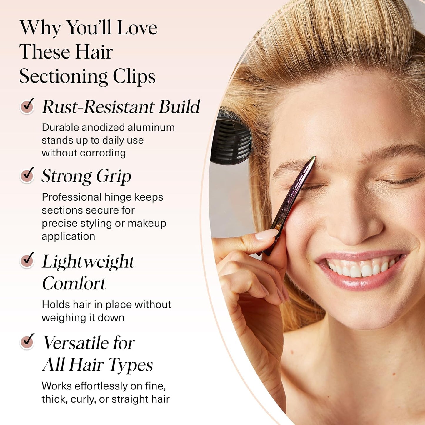 Kitsch Professional Alligator Clips for Hair Styling – 3.5" Aluminum Hair Sectioning Clips for Salon & Makeup Application | Lightweight for Stylists | Ideal Gifts for Women – Iridescent, 6 Pcs