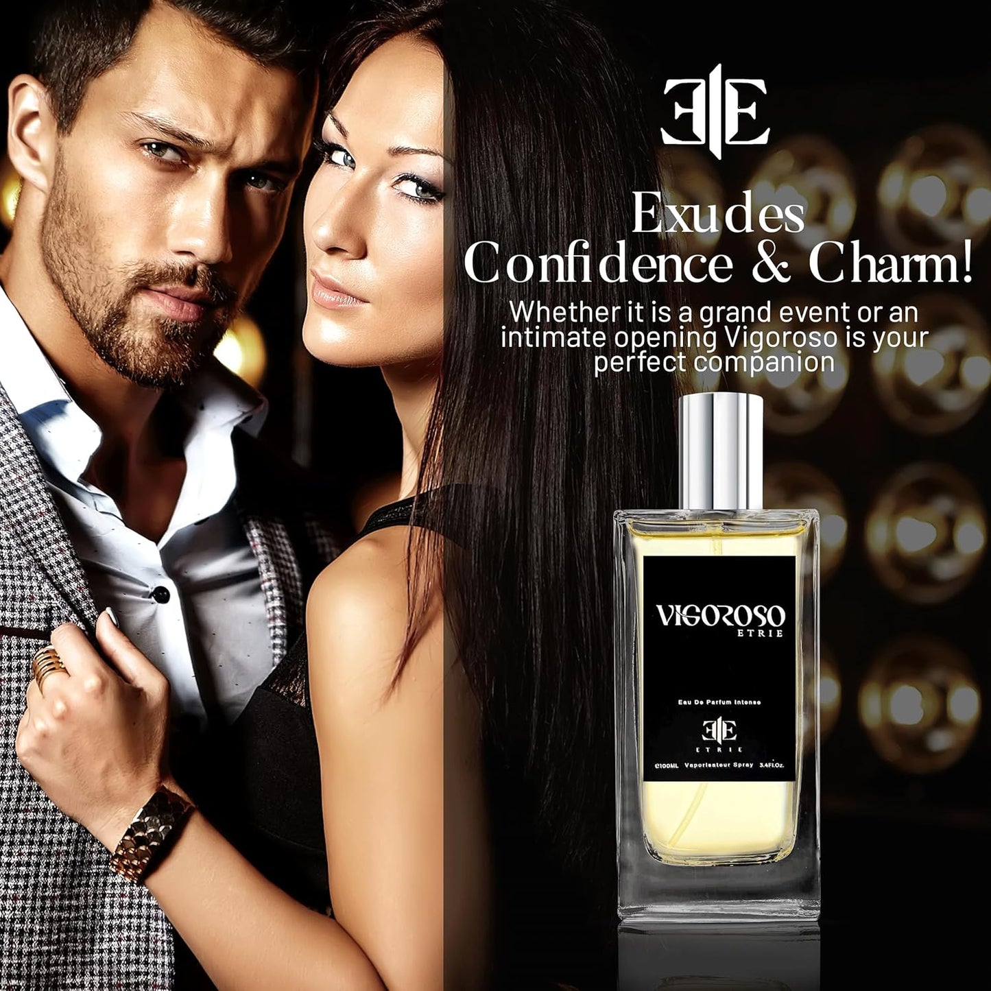 Vigoroso Men's Cologne Eau De Parfum 3.4 Fl Oz - Bold & Energizing Scent - Long-Lasting Fragrance for Men