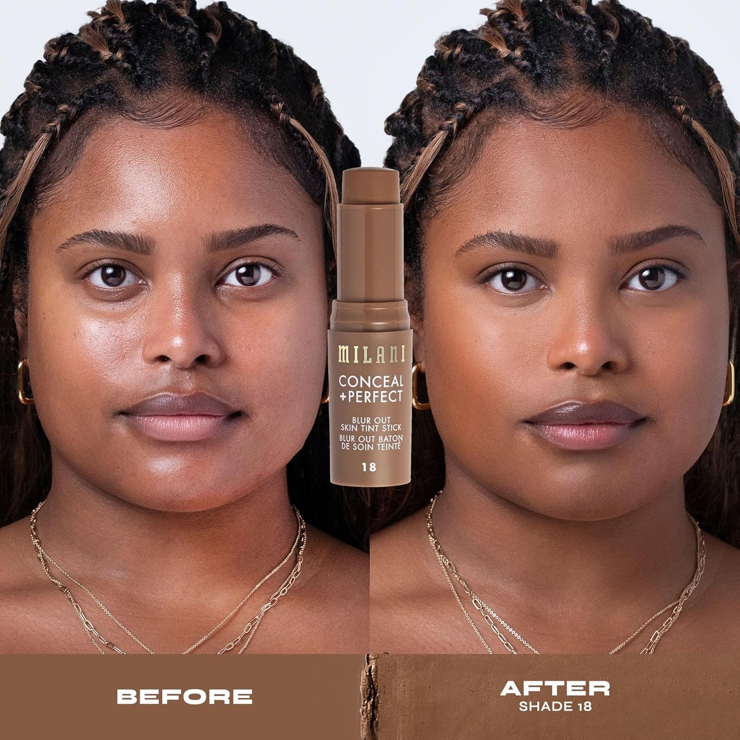 Milani Conceal + Perfect - Skin Tint Stick, Blur Out Tinted Moisturizer Makeup, Shade 18