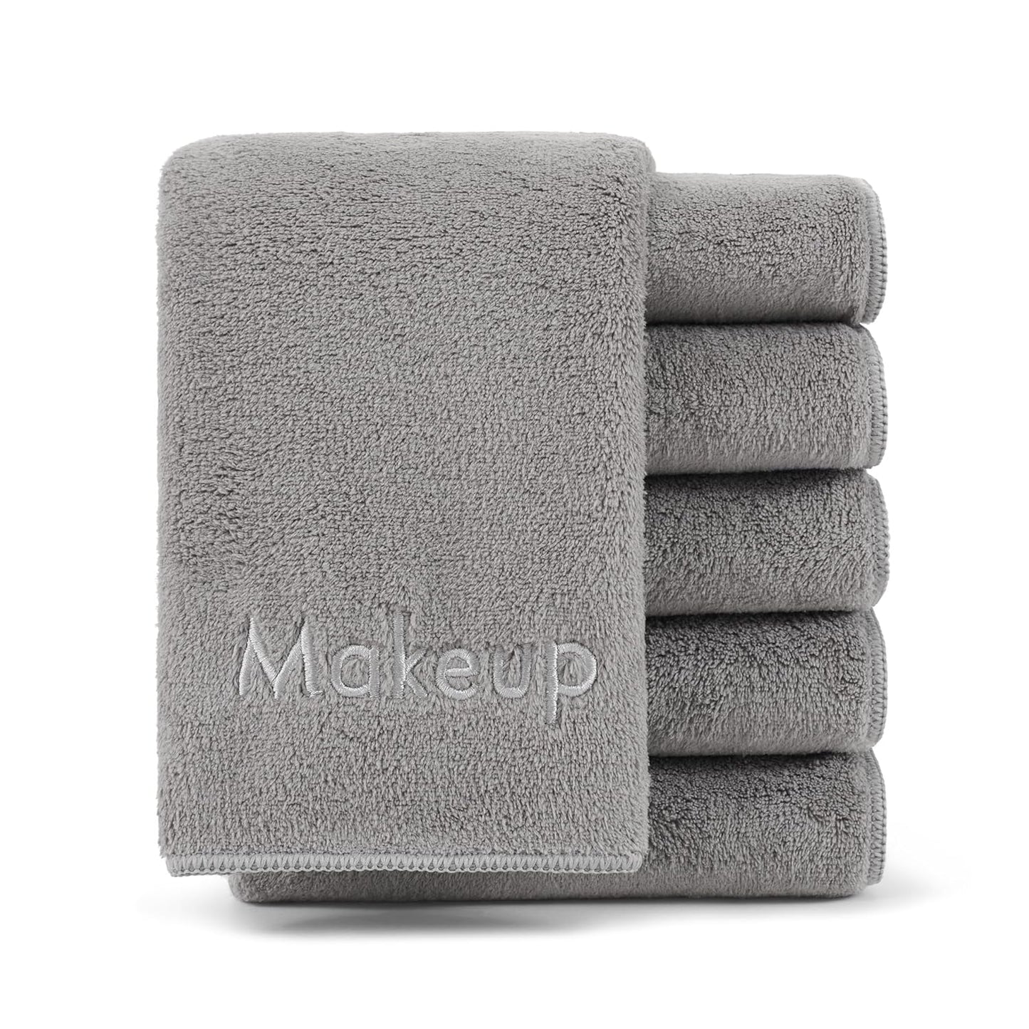 Arkwright Makeup Towels - Pack of 6 - Ultra Soft & Gentle Microfiber Coral Fleece Washcloth Face Make Up Remover, Reusuable Eraser Cloth Essentials for Hosts & Artists, 13 x 13 in, Grey