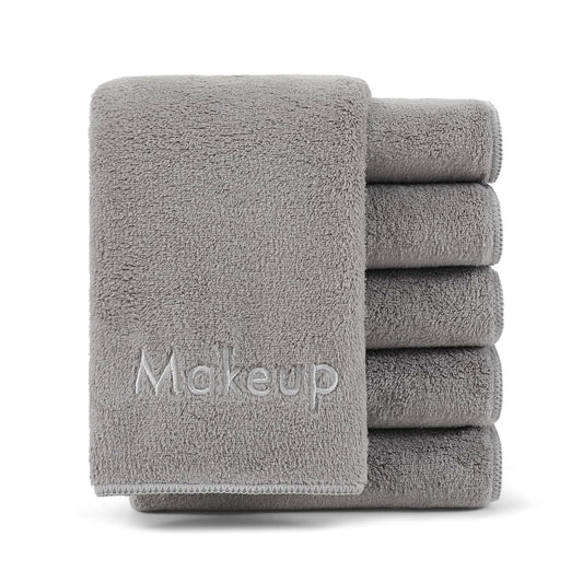 Arkwright Makeup Towels - Pack of 6 - Ultra Soft & Gentle Microfiber Coral Fleece Washcloth Face Make Up Remover, Reusuable Eraser Cloth Essentials for Hosts & Artists, 13 x 13 in, Grey