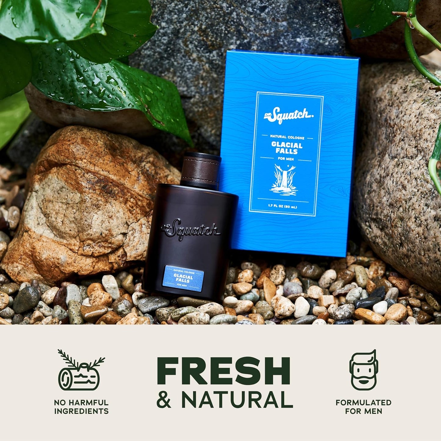 Dr. Squatch Natural Cologne for Men - Scent-Lock Technology and Sustainably-Sourced Ingredients - Glacial Falls Cologne (1.7 fl oz)