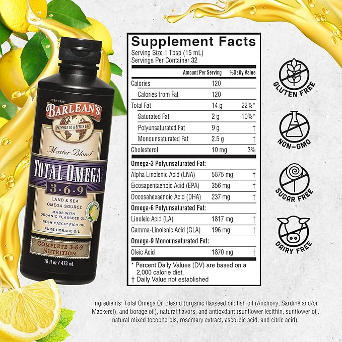 Barlean's Total Omega 3 6 9 6,468 mg 16 oz