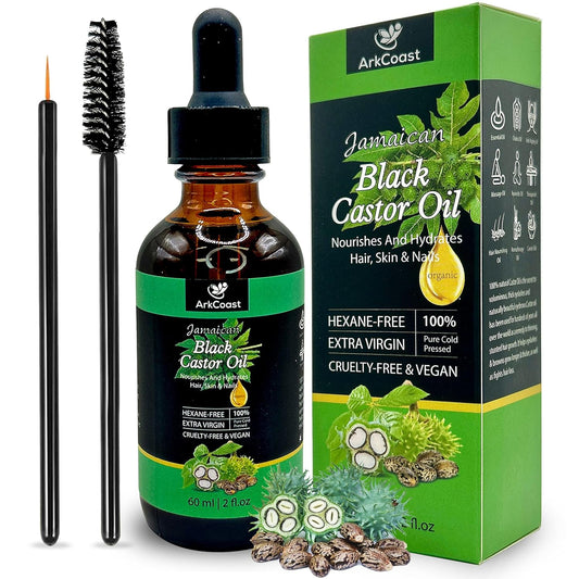 Jamaican Black Castor Oil - Pure Cold-Pressed for Hair, Eyebrows, Eyelashes, Skin, and Nail Care - Silicone-Free, Cruelty-Free, 100% Pure - Moisturizing and Nourishing, 8 oz