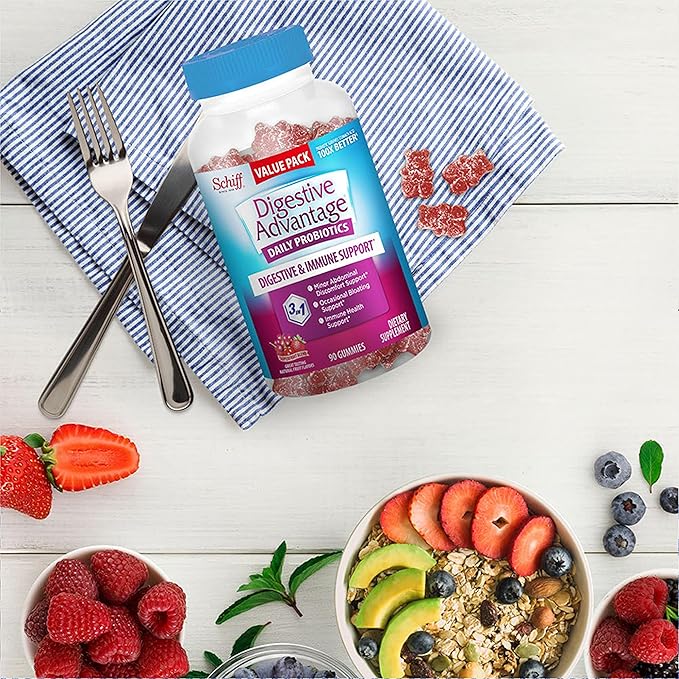 Digestive Advantage Probiotic Gummies for Digestive Health, Daily Probiotics for Women & Men, Support for Occasional Bloating, Minor Abdominal Discomfort & Gut Health, 2x90ct Bottles Superfruit