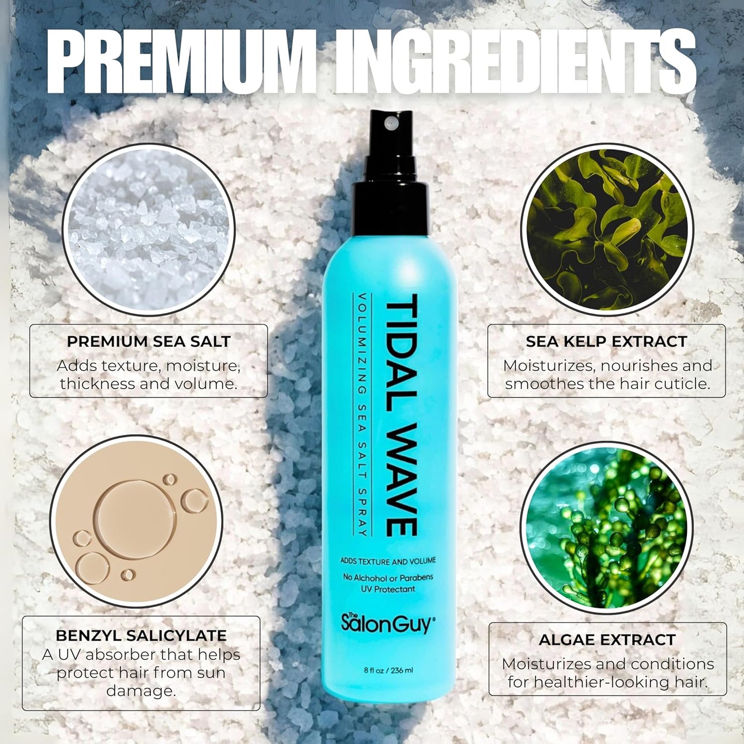 THESALONGUY Tidal Wave Sea Salt Spray for Hair (2-Pack) – Volumizing & Texturizing Spray for Beach Waves, Thickness & Lift – Hairstylist Created Daily Wavy Hair Products for Men & Women (8 oz.)